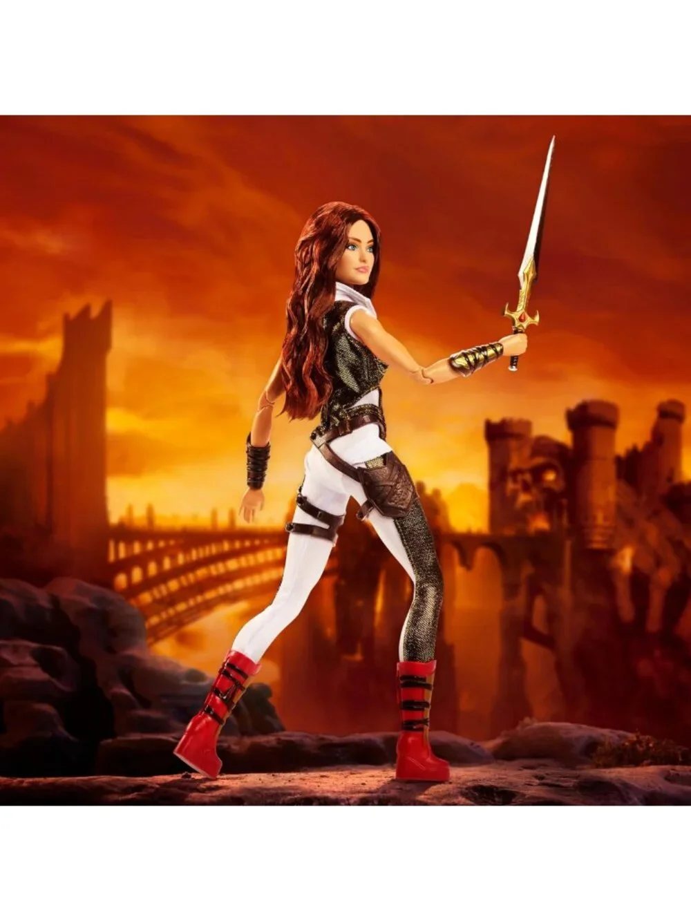 Collectible Teela Doll in Jumpsuit with Sword & Stand - MOTU Movie Theme